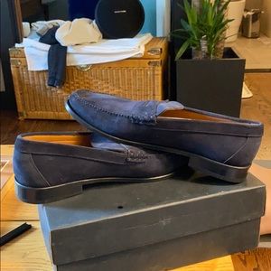 Moka saint size 14 men navy blue suede loafers